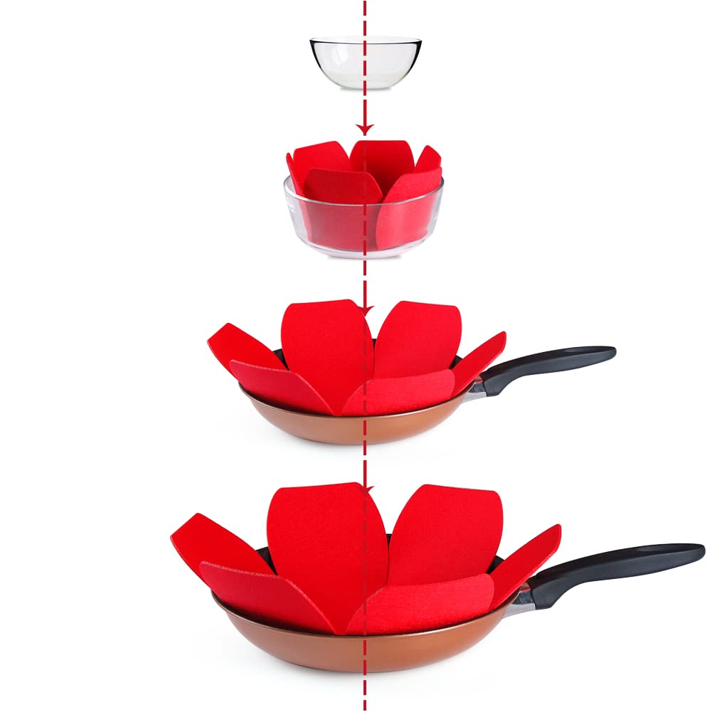 Bykitchen Pan Protectors, Set Of 12 And 3 Different Sizes, Larger & Thicker Felt Pot Pan Separators, Red Pan Dividers Protectors